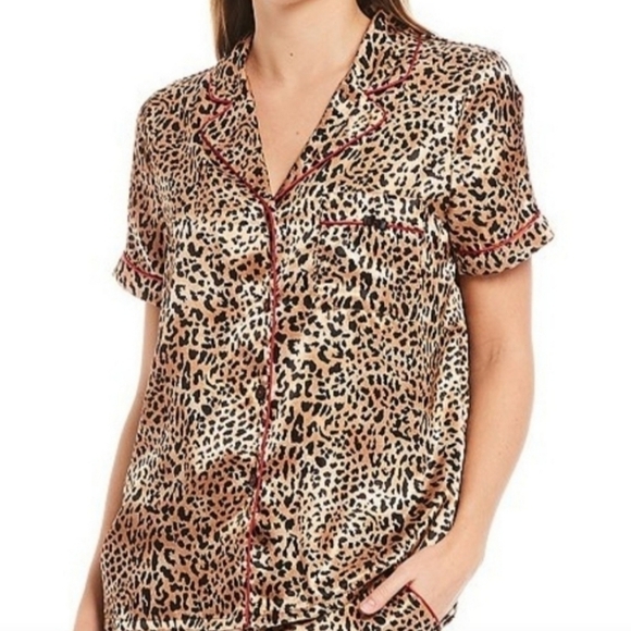 In Bloom leopard print pajama button down top M - Picture 1 of 6